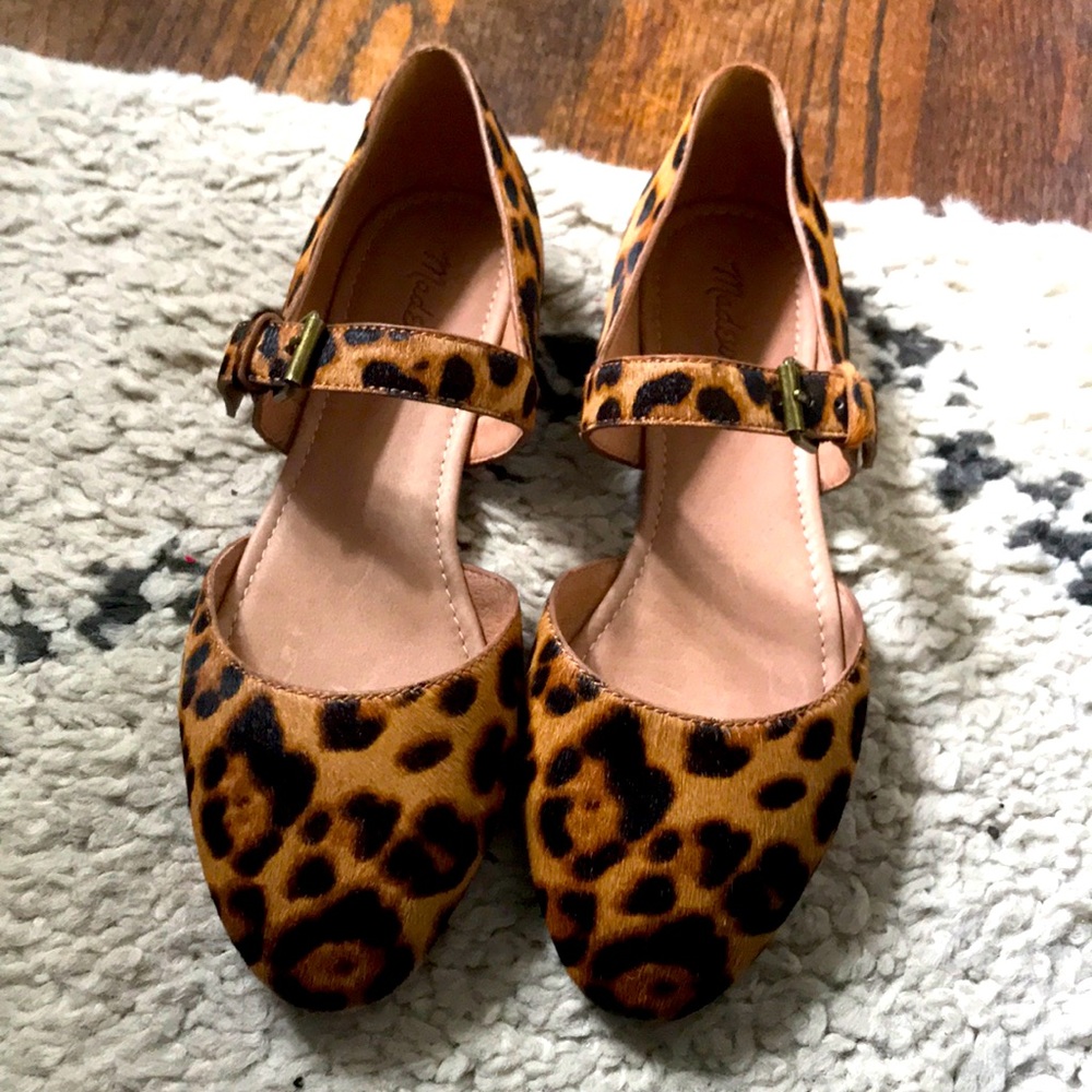 Madewell NWT buckle flats in leopard calf hair